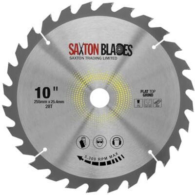 Saxton Blades Saxton Lâmina de serra circular TCT (255 mm x 28 x 25,4 mm, orifício para evolução) Saxton Blades Saxton Lâmina de serra circular TCT (255 mm x 28 x 25,4 mm, orifício para evolução)
