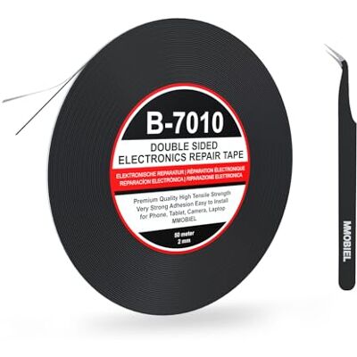 MMOBIEL 2 mm Fita adesiva forte dupla face. Comprimento do rolo: 50 m (preto) para reparar smartphones e tablets MMOBIEL 2 mm Fita adesiva forte dupla face. Comprimento do rolo: 50 m (preto) para reparar smartphones e tablets