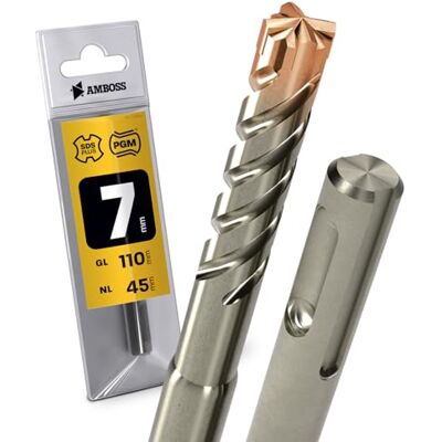 Amboss Werkzeuge Amboss Broca SDS Plus, 4 unidades, PGM, diâmetro 7,0 mm x 45 mm, ideal para concreto, metal duro e alvenaria Amboss Werkzeuge Amboss Broca SDS Plus, 4 unidades, PGM, diâmetro 7,0 mm x 45 mm, ideal para concreto, metal duro e alvenaria