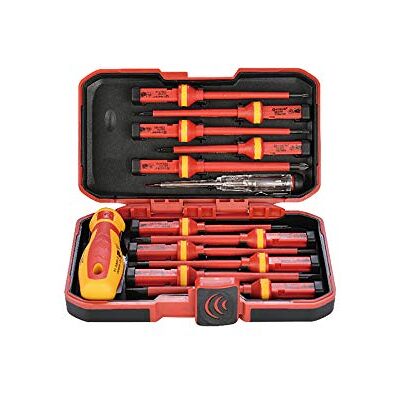 Movilideas Conjunto de 11 chaves de fenda isoladas 1000 V com detetor Conjunto de 12 peças com pontas planas, PH, PZ e estrela T, mais detetor de tensão para trabalhos elétricos Movilideas Conjunto de 11 chaves de fenda isoladas 1000 V com detetor Conjunto de 12 peças com pontas planas, PH, PZ e estrela T, mais detetor de tensão para trabalhos elétricos