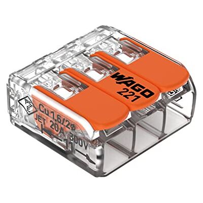 WAGO 221-413 Conectores de junção compactos de 3 condutores, 50 unidades WAGO 221-413 Conectores de junção compactos de 3 condutores, 50 unidades