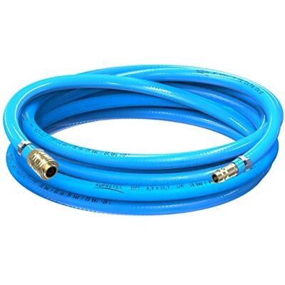 AUPROTEC Conjunto de mangueira de ar comprimido Ø 6 mm interior, 1 m mangueira de PVC com acoplador rápido de latão para compressores de ar, mangueira de compressor altamente flexível AUPROTEC Conjunto de mangueira de ar comprimido Ø 6 mm interior, 1 m mangueira de PVC com acoplador rápido de latão para compressores de ar, mangueira de compressor altamente flexível