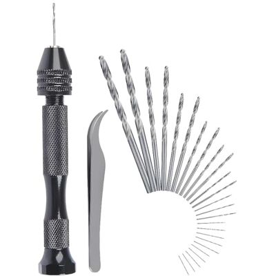 CESFONJER Mini broca de mão micro broca manual precisão ferramentas giratórias com 25 peças micro brocas torção bits conjunto de 26 CESFONJER Mini broca de mão micro broca manual precisão ferramentas giratórias com 25 peças micro brocas torção bits conjunto de 26