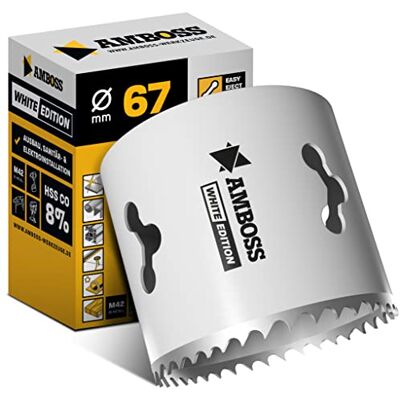 Amboss Werkzeuge Lâmina de serra bimetálica HSS M42 de 67 mm com cunho Para aço, painéis de partículas, madeira dura, placas de gesso, etc. Profundidade de corte 48 mm sem suporte Amboss Werkzeuge Lâmina de serra bimetálica HSS M42 de 67 mm com cunho Para aço, painéis de partículas, madeira dura, placas de gesso, etc. Profundidade de corte 48 mm sem suporte