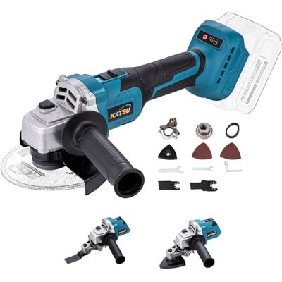 KATSU Tools KATSU FIT-BAT 21V Moedor angular sem fio Brushless 115 mm 125 mm motor sem escovas com acessórios de adaptador multifunções oscilante para cortar polir, sem bateria KATSU Tools KATSU FIT-BAT 21V Moedor angular sem fio Brushless 115 mm 125 mm motor sem escovas com acessórios de adaptador multifunções oscilante para cortar polir, sem bateria