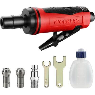 WORKPRO Rebarbadora Reta de Ar, Mini Rebarbadora Reta Pneumática para Reparação e Outras Aplicações, Rebarbadora Pneumática de 1/4", 25000 rpm, grampo (3mm;6mm) WORKPRO Rebarbadora Reta de Ar, Mini Rebarbadora Reta Pneumática para Reparação e Outras Aplicações, Rebarbadora Pneumática de 1/4", 25000 rpm, grampo (3mm;6mm)