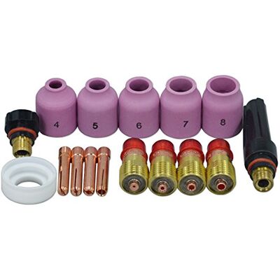 RIVERWELD TIG Achaparrado lente de gás 17GL332 2,4 mm 10n24s 53n61s D12,50 mm kit adaptador DB SR WP 17 18 26 TIG Torch de soldagem 16 peças RIVERWELD TIG Achaparrado lente de gás 17GL332 2,4 mm 10n24s 53n61s D12,50 mm kit adaptador DB SR WP 17 18 26 TIG Torch de soldagem 16 peças