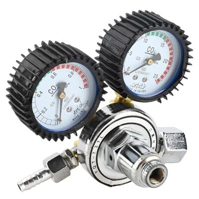Garosa Regulador CO2 para soldagem, redutor de pressão de gás com duplo calibrador, válvula de segurança, G5/8, compatível com garrafa de CO2 Garosa Regulador CO2 para soldagem, redutor de pressão de gás com duplo calibrador, válvula de segurança, G5/8, compatível com garrafa de CO2