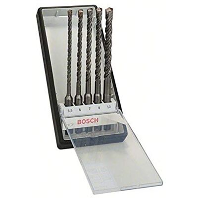 Bosch 2607019929 SDS Plus-5 Conjunto de brocas para alvenaria, 5 peças, 5,5mm/10mm Bosch 2607019929 SDS Plus-5 Conjunto de brocas para alvenaria, 5 peças, 5,5mm/10mm