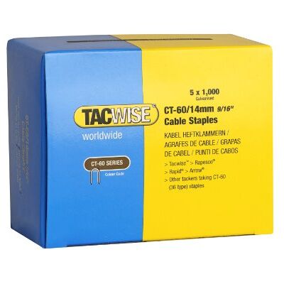 TACWISE grampos para cabo CT-60 14 mm, aço galvanizado, 5000 grampos TACWISE grampos para cabo CT-60 14 mm, aço galvanizado, 5000 grampos