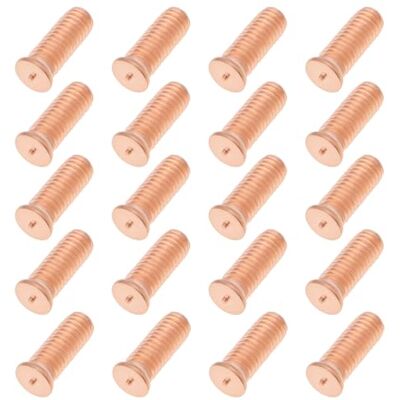 YINETTECH 200 parafusos de soldagem de cobre chapeados em cobre M6 x 16 de aço de carbono banhado em cobre, parafuso de soldagem de ponto de soldagem, parafuso de prego ou descarga de condensador YINETTECH 200 parafusos de soldagem de cobre chapeados em cobre M6 x 16 de aço de carbono banhado em cobre, parafuso de soldagem de ponto de soldagem, parafuso de prego ou descarga de condensador