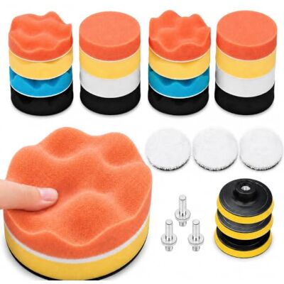 BangShou Esponja de polimento carro 25 peças conjunto de almofadas para polir almofadas kit de ajuste com broca adaptador para carro (Esponja polidora de 3 polegadas) BangShou Esponja de polimento carro 25 peças conjunto de almofadas para polir almofadas kit de ajuste com broca adaptador para carro (Esponja polidora de 3 polegadas)