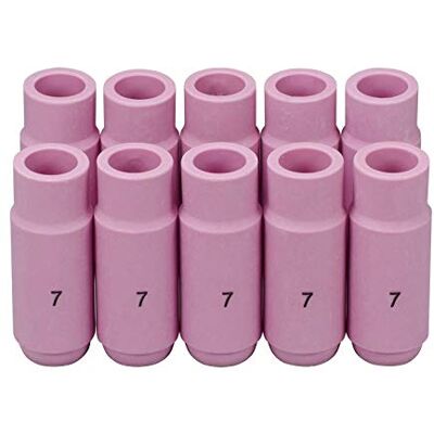 RIVERWELD TIG Bocais de alumínio de cerâmica Shield Cup 10N47 No.7 Fit DB PTA SR WP 17 18 26 TIG soldadura lanterna, 10 unidades RIVERWELD TIG Bocais de alumínio de cerâmica Shield Cup 10N47 No.7 Fit DB PTA SR WP 17 18 26 TIG soldadura lanterna, 10 unidades