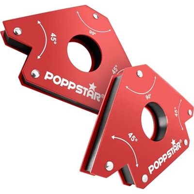 POPPSTAR Esquadra magnética (ângulo de soldagem, força de fixação 34 kg 45/90/135°), 2 unidades, vermelho POPPSTAR Esquadra magnética (ângulo de soldagem, força de fixação 34 kg 45/90/135°), 2 unidades, vermelho