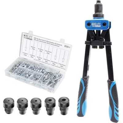 CCLIFE 320 peças conjunto de rebitadora manual pistola rebitadora, com 2,4 3,2 4,0 4,8 6,4 mm rebites CCLIFE 320 peças conjunto de rebitadora manual pistola rebitadora, com 2,4 3,2 4,0 4,8 6,4 mm rebites