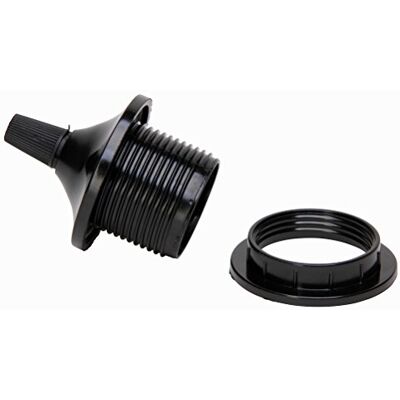 Kopp isolador de plástico de casquilho E27 com tampa, Preto, Kopp isolador de plástico de casquilho E27 com tampa, Preto,