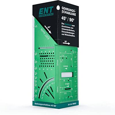 ENT Palmilha de inglês multifunções modelo de perfuração 3D modelo de transferência de 45°/90° em alumínio anodizado verde ENT Palmilha de inglês multifunções modelo de perfuração 3D modelo de transferência de 45°/90° em alumínio anodizado verde