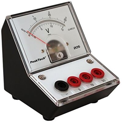 PeakTech , P 205-06 Voltímetro/Voltímetro analógico/medidor com escala de espelho 0 ... 3 V/ 15 V / 30 V DC PeakTech , P 205-06 Voltímetro/Voltímetro analógico/medidor com escala de espelho 0 ... 3 V/ 15 V / 30 V DC