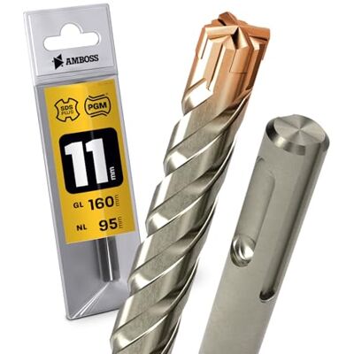 Amboss Werkzeuge SDS Plus Broca para martelo de perfuração, 4 unidades, PGM, diâmetro 11,0 mm x 95 mm, AMBOSS SDS Crusher 4 Broca HM para betão, carboneto duro, broca profissional, 11,0 mm x 95 mm, broca para Amboss Werkzeuge SDS Plus Broca para martelo de perfuração, 4 unidades, PGM, diâmetro 11,0 mm x 95 mm, AMBOSS SDS Crusher 4 Broca HM para betão, carboneto duro, broca profissional, 11,0 mm x 95 mm, broca para