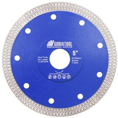 SHDIATOOL Disco de torção de diamante 125 mm com X malha turbo lâmina de serra para porcelana azulejos cerâmica mármore SHDIATOOL Disco de torção de diamante 125 mm com X malha turbo lâmina de serra para porcelana azulejos cerâmica mármore