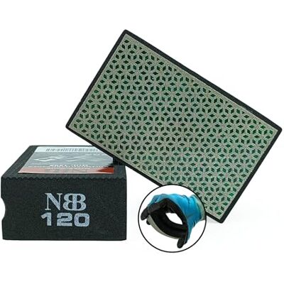 NBB Almofada de diamante à mão para lixar ou polir, bloco de diamante de lixar/polimento com suporte de esponja flexível para moer pedra granito cerâmica azulejo vidro madeira metal (1, 120#) NBB Almofada de diamante à mão para lixar ou polir, bloco de diamante de lixar/polimento com suporte de esponja flexível para moer pedra granito cerâmica azulejo vidro madeira metal (1, 120#)