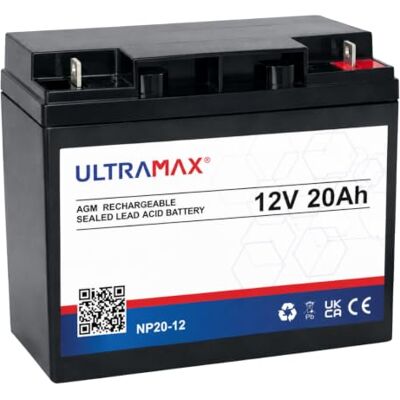 Ultramax Bateria para escuter de mobilidade , 12 V, 20 Ah, 20 h (como 17 Ah, 18 Ah, 19 Ah e 22 Ah), Jump Starter Ultramax Bateria para escuter de mobilidade , 12 V, 20 Ah, 20 h (como 17 Ah, 18 Ah, 19 Ah e 22 Ah), Jump Starter