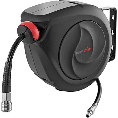 POPPSTAR Enrolador de mangueira de ar comprimido (mangueira: 10m + 1m, diâmetro interno 8x12mm (5/16"), 1/4" BSPT), mecanismo de enrolamento para mangueira de ar comprimido POPPSTAR Enrolador de mangueira de ar comprimido (mangueira: 10m + 1m, diâmetro interno 8x12mm (5/16"), 1/4" BSPT), mecanismo de enrolamento para mangueira de ar comprimido