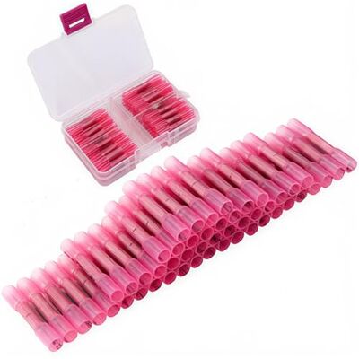 CESFONJER Terminais termorretráteis, kit de terminais de empalmes com crimpagem termorretráteis, conectores sem solda vermelhos, conectores de cabos à prova d'água 50 peças para cabo 22-16AWG CESFONJER Terminais termorretráteis, kit de terminais de empalmes com crimpagem termorretráteis, conectores sem solda vermelhos, conectores de cabos à prova d'água 50 peças para cabo 22-16AWG