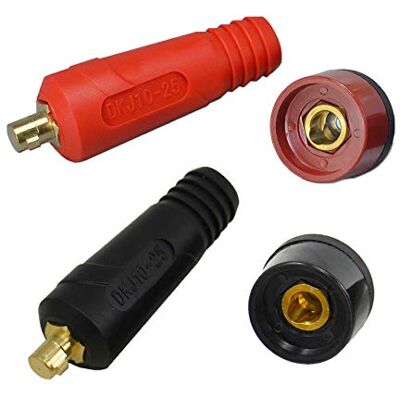 RIVERWELD TIG Cabo de soldadura painel conector conjunto de tomadas DKJ10-25 e DKZ10-25 ajuste rápido estilo Dinse 200 Amp 4 peças RIVERWELD TIG Cabo de soldadura painel conector conjunto de tomadas DKJ10-25 e DKZ10-25 ajuste rápido estilo Dinse 200 Amp 4 peças