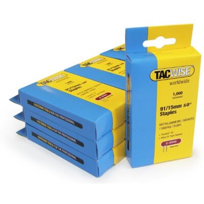 TACWISE grampos de coroa estreita galvanizados tipo 91/15 mm, embalagem de 10.000 TACWISE grampos de coroa estreita galvanizados tipo 91/15 mm, embalagem de 10.000