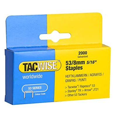 TACWISE grampo galvanizado de tipo 53/8 mm, embalagem de 2000 TACWISE grampo galvanizado de tipo 53/8 mm, embalagem de 2000