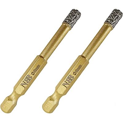 NBB Brocas de diamante com haste hexagonal E6,3mm, coroa de diamante para perfurar a seco em porcelana, cerâmica, azulejos, granito, azulejo, melhor em húmido (2,6mm) NBB Brocas de diamante com haste hexagonal E6,3mm, coroa de diamante para perfurar a seco em porcelana, cerâmica, azulejos, granito, azulejo, melhor em húmido (2,6mm)