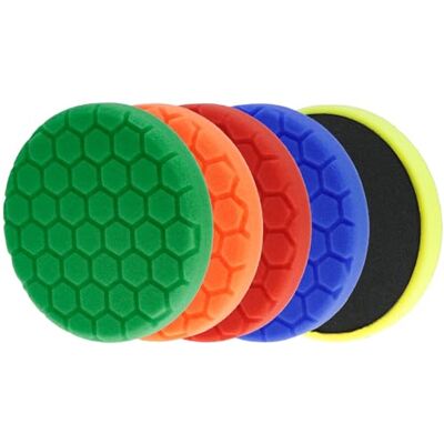 QWORK ® Kit de esponja de polimento para carro, 5 peças 150 mm para polir, prender e selar esmaltes, para usar com máquinas excêntricas QWORK ® Kit de esponja de polimento para carro, 5 peças 150 mm para polir, prender e selar esmaltes, para usar com máquinas excêntricas