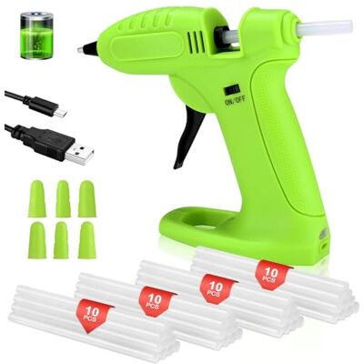 Yulado Mini pistola de silicone quente com 40 peças barras e protetores de dedos, pistola de colar a bateria com ponta de precisão anti-gotejamento Yulado Mini pistola de silicone quente com 40 peças barras e protetores de dedos, pistola de colar a bateria com ponta de precisão anti-gotejamento