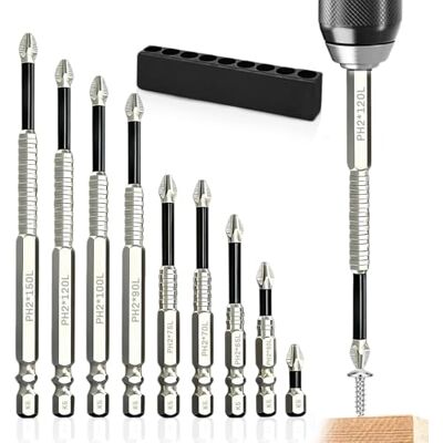 Euablfo 9 Peças K5 Conjunto de Pontas de Parafusadeira Magnetizadas, Pontas de Chave de Fenda, Pontas Magnetizadas para Parafusadeira, para Brocas Manuais e Bateria 25-150 mm Euablfo 9 Peças K5 Conjunto de Pontas de Parafusadeira Magnetizadas, Pontas de Chave de Fenda, Pontas Magnetizadas para Parafusadeira, para Brocas Manuais e Bateria 25-150 mm