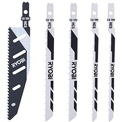 Ryobi RAK05JSBFC Kit de 5 lâminas universais Serra de corte alternativo de corte a fio 10/14TPI Ryobi RAK05JSBFC Kit de 5 lâminas universais Serra de corte alternativo de corte a fio 10/14TPI