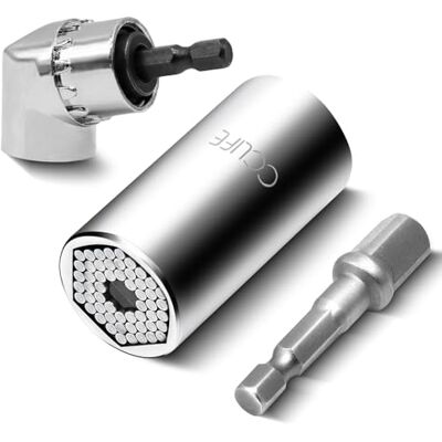 CCLIFE 3 unidades chave universal de copo 7-19 mm conjunto de chaves universais de copo 105° broca em ângulo reto 3/8" chaves de copo hexagonal CCLIFE 3 unidades chave universal de copo 7-19 mm conjunto de chaves universais de copo 105° broca em ângulo reto 3/8" chaves de copo hexagonal