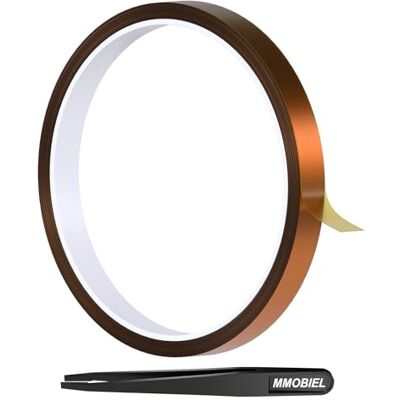 MMOBIEL Fita adesiva (12 mm x 30 m) Fita de poliimida resistente ao calor para sublimação térmica adesiva de alta temperatura ESD para HVAC eletrónica soldagem impressão 3D, etc. MMOBIEL Fita adesiva (12 mm x 30 m) Fita de poliimida resistente ao calor para sublimação térmica adesiva de alta temperatura ESD para HVAC eletrónica soldagem impressão 3D, etc.