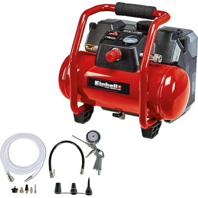 Einhell Compressor de bateria TE-AC 36/6/8 Li OF Set Power X-Change (36 V, iões de lítio, máx. 8 bar, depósito de 6 litros, motor sem óleo, incl. Acessórios, sem bateria ou carregador) Einhell Compressor de bateria TE-AC 36/6/8 Li OF Set Power X-Change (36 V, iões de lítio, máx. 8 bar, depósito de 6 litros, motor sem óleo, incl. Acessórios, sem bateria ou carregador)