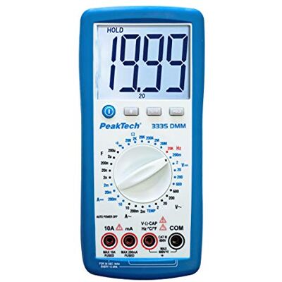 PeakTech 3335 – Multímetro digital com ecrã LCD extra grande, portátil, retenção de dados, voltímetro, testador de continuidade, medição de corrente, seleção de intervalo manual, CAT III 600 V PeakTech 3335 – Multímetro digital com ecrã LCD extra grande, portátil, retenção de dados, voltímetro, testador de continuidade, medição de corrente, seleção de intervalo manual, CAT III 600 V