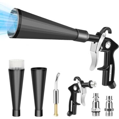 HA BIN Pistola de limpeza de ar comprimido de alumínio, pistola de ar comprimido com giratório de 360°, compressores de ar, acessórios e ferramentas de limpeza de carros para secagem HA BIN Pistola de limpeza de ar comprimido de alumínio, pistola de ar comprimido com giratório de 360°, compressores de ar, acessórios e ferramentas de limpeza de carros para secagem