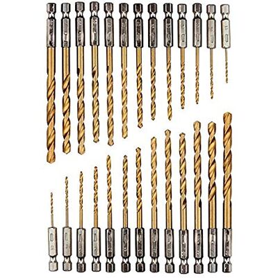 HPiano Conjunto de brocas de titânio com haste hexagonal de 26 peças, brocas de aço de alta velocidade, aço de alta velocidade de 1,5 6,5 mm, conjunto de brocas HSS com revestimento de titânio HPiano Conjunto de brocas de titânio com haste hexagonal de 26 peças, brocas de aço de alta velocidade, aço de alta velocidade de 1,5 6,5 mm, conjunto de brocas HSS com revestimento de titânio