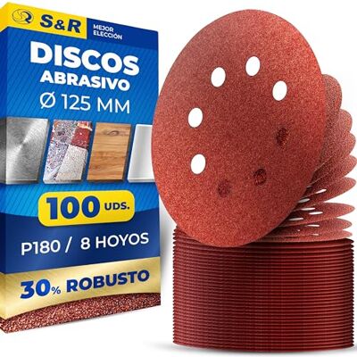 S&R 100 disco de lixa 125 mm grão 180 papel de lixa para lixadeira orbital S&R 100 disco de lixa 125 mm grão 180 papel de lixa para lixadeira orbital