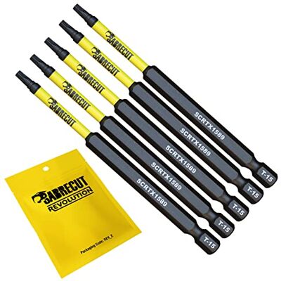 SabreCut 5 x 89 mm T15 TX15 Conjunto de pontas de chave de fenda de impacto magnético Torx Heavy Duty, compatível com Dewalt Milwaukee Bosch Makita e mais SabreCut 5 x 89 mm T15 TX15 Conjunto de pontas de chave de fenda de impacto magnético Torx Heavy Duty, compatível com Dewalt Milwaukee Bosch Makita e mais