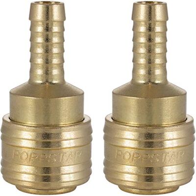 POPPSTAR Conjunto de 2 conectores rápidos de ar comprimido (feminino), diâmetro nominal 7,2 mm com conector (macho) para mangueira com Ø interior 9,5 mm POPPSTAR Conjunto de 2 conectores rápidos de ar comprimido (feminino), diâmetro nominal 7,2 mm com conector (macho) para mangueira com Ø interior 9,5 mm