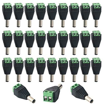 QitinDasen 30 peças 2,1 x 5,5 mm 12 V DC alimentação conector macho tomada, conector de alimentação de DC macho de 2 pinos, terminal de parafuso sem soldagem QitinDasen 30 peças 2,1 x 5,5 mm 12 V DC alimentação conector macho tomada, conector de alimentação de DC macho de 2 pinos, terminal de parafuso sem soldagem