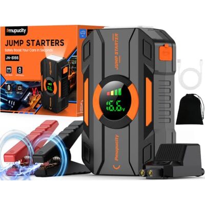 Pmupucity Iniciador de baterias de carro 8000A 12 V iniciador de carros Acionador de carro portátil motor 9,0 l gasolina ou 8,5 l gasel, Jump Starter Mini com ecrã LCD e carregamento rápido e Pmupucity Iniciador de baterias de carro 8000A 12 V iniciador de carros Acionador de carro portátil motor 9,0 l gasolina ou 8,5 l gasel, Jump Starter Mini com ecrã LCD e carregamento rápido e