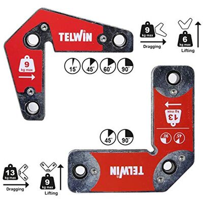 Telwin 804131 Esquadras magnéticas para soldagem, posicionadores magnéticos para soldagem, 9-13 kg 2 unidades Telwin 804131 Esquadras magnéticas para soldagem, posicionadores magnéticos para soldagem, 9-13 kg 2 unidades