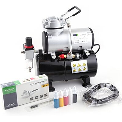 Fengda Kit de aerógrafo e compressor FD-186K Original Com pistola de dupla ação e acessórios Fengda Kit de aerógrafo e compressor FD-186K Original Com pistola de dupla ação e acessórios
