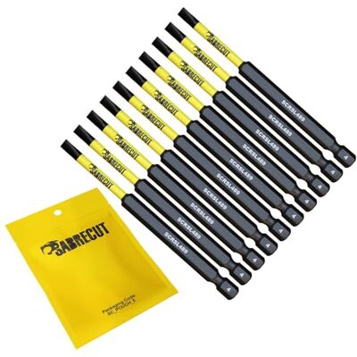 SabreCut Conjunto de 10 pontas de chave de fenda de impacto magnéticas com ranhuras SL4 de 89 mm, com uma única extremidade resistente, compatível com Dewalt Milwaukee Bosch Makita e SabreCut Conjunto de 10 pontas de chave de fenda de impacto magnéticas com ranhuras SL4 de 89 mm, com uma única extremidade resistente, compatível com Dewalt Milwaukee Bosch Makita e